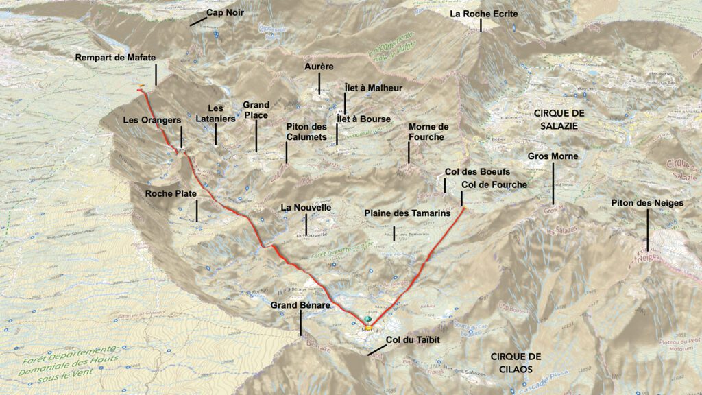 carte 3D webcam mafate la réunion guide randonnée bureau montagne réunion 