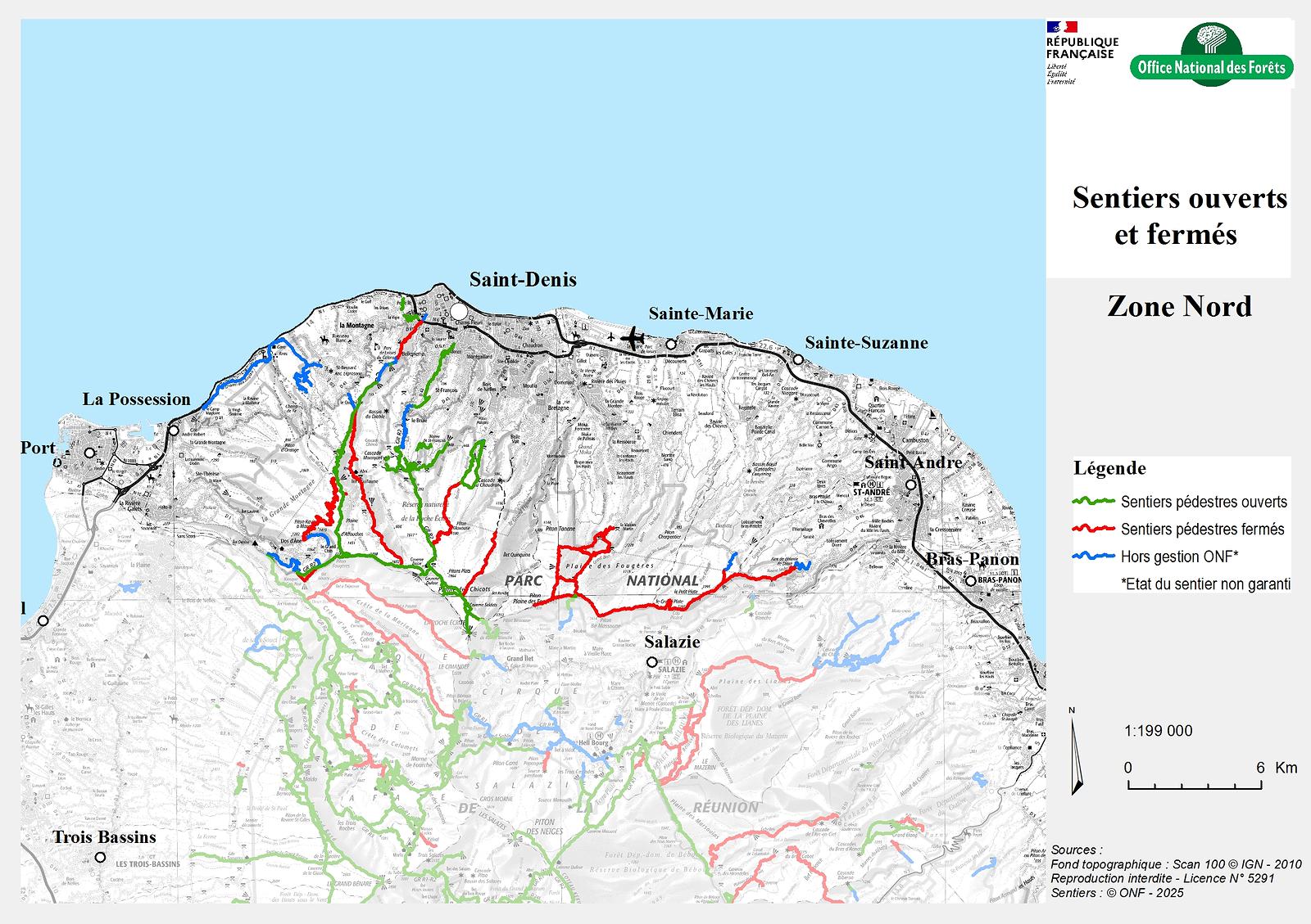 sentiers randonnée ouverts fermés la réunion